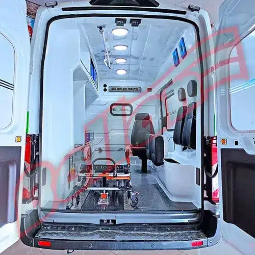 interno de fibra ambulancia ford transit, simples remoção, suporte basico e UTI.